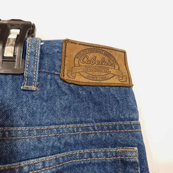 Cabelas Flannel Lined Plaid Jeans Denim Mens Pants Work Used Size 40 Inseam 30.5 - Picture 10 of 11